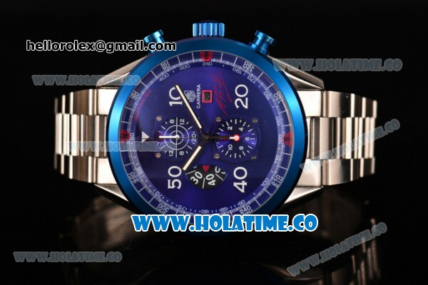 Tag Heuer Carrera Calibre 1887 50th Anniversary Limited Edition Miyota OS20 Quartz Full Steel with Blue Dial and Arabic Numeral Markers - Click Image to Close